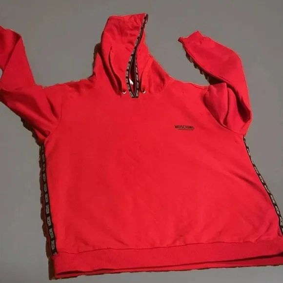 Mens Moschino Hoodie Red XL